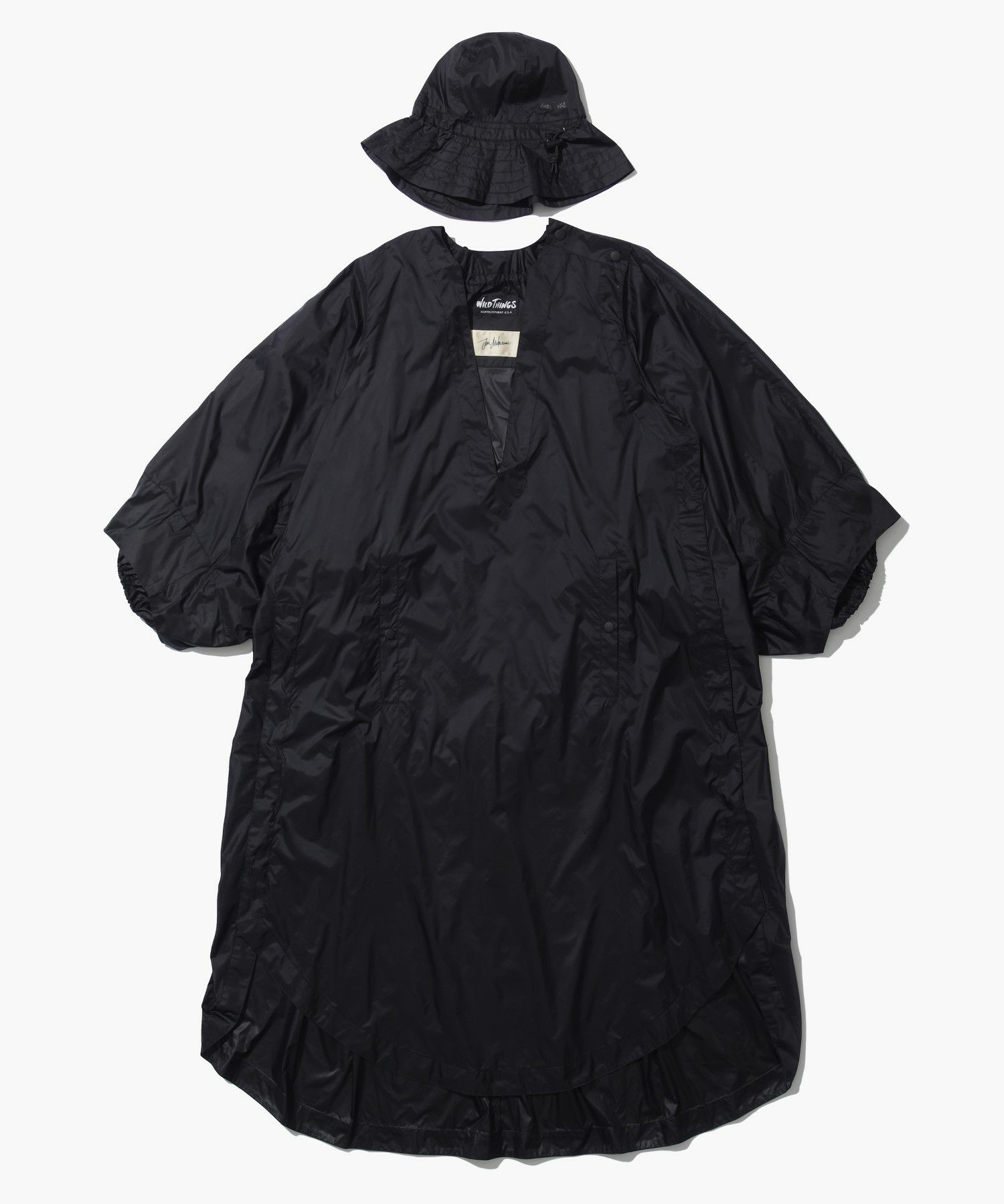 WILDTHINGS×JUNMIKAMI レインポンチョ&ハット(巾着)＜BLACK 